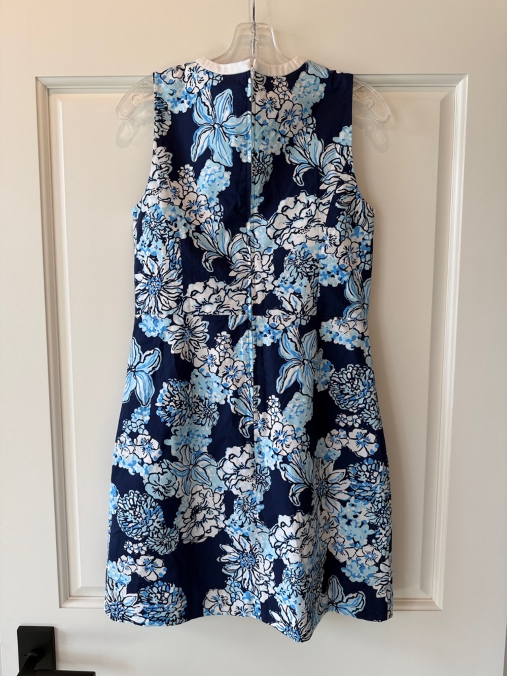 Lilly Pulitzer Stretch Cotton Shift Dress in Bouquet All Day, Low Tide Navy - Picture 2 of 8